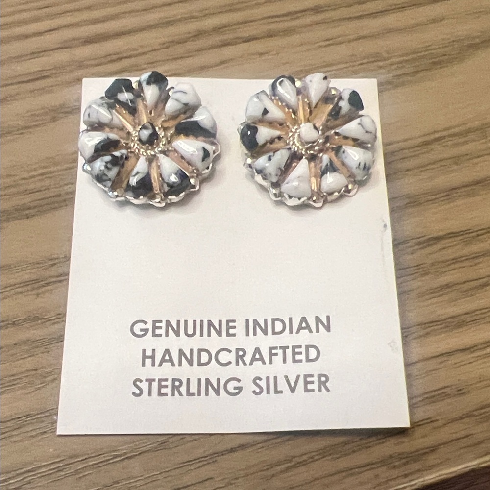 Native Made White Buffalo Cluster Studs